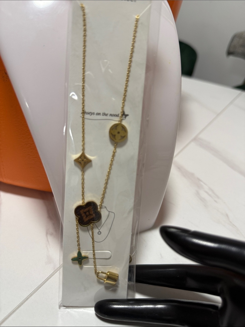 Gold-Tone Floral and Star Pendant Necklace - Women Jewelry